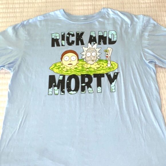 Rick and Morty Blue Graphic Shirt XL - Picture 1 of 4